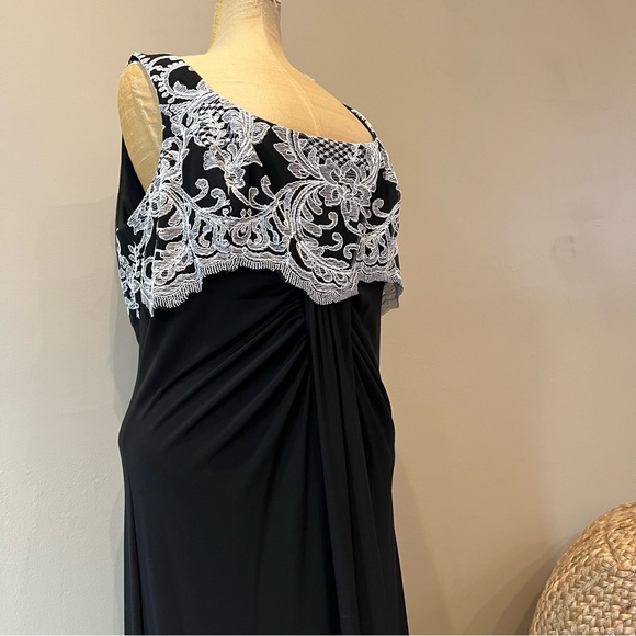 Alex Evenings 2 Pc Gown Gathered Embroidered Sheer Jacket Sleeveless Dress Sz 10 - Picture 10 of 13